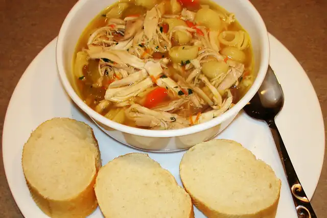 Shredded Chicken Soup with Pasta Shells