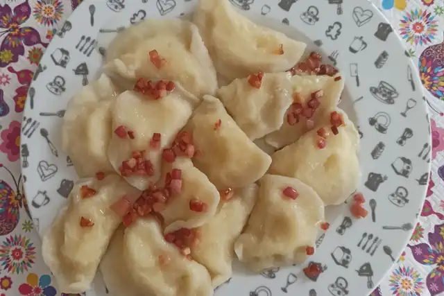 Potato and Cheese Pierogi with Bacon